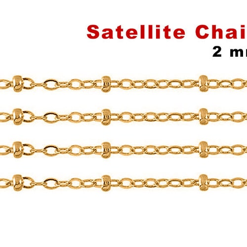 14K Gold Filled Satellite Cable Chain W/ 2 Mm Bead 039GF Etsy