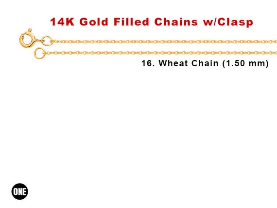 Gold Filled Chain - 16 inch 14/20 GF Necklace - 1.2 mm Curb Neck Chain with Spring Ring - Bright Finish Brand New Wholesale Jewelry Supply