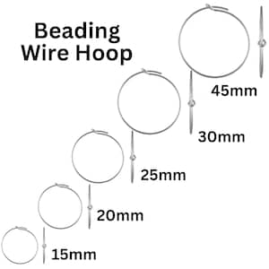 Sterling Silver Beading Hoops, Beading Wire Hoop Earrings Available in 4 Sizes - 15mm, 20mm ,25mm, 30mm & 45mm, (SS-748)