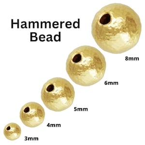 14K gold filled gehamerde ronde kralen met structuur, naadloze glanzende kralen verkrijgbaar in 3 mm, 4 mm, 5 mm, 6 mm, 8 mm, groothandel (GF-550H)