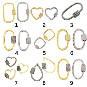 Sterling Silver, Pave Diamond Carabiner Clasp, Diamond Carabiner Lock, Diamond Jewelry Finding, 9 Styles  of Carabiner Connector
