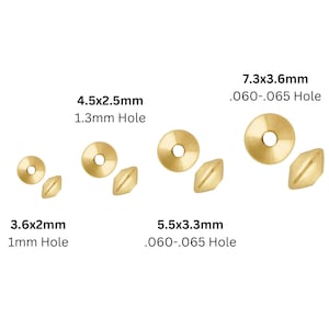 14K Gold Filled Saucer Beads, 4 Sizes - 2x3.6, 2.5x4.5, 3.3x5.5 and 3.6x7.3 mm, Wholesale Bulk Pricing, (GF-620)