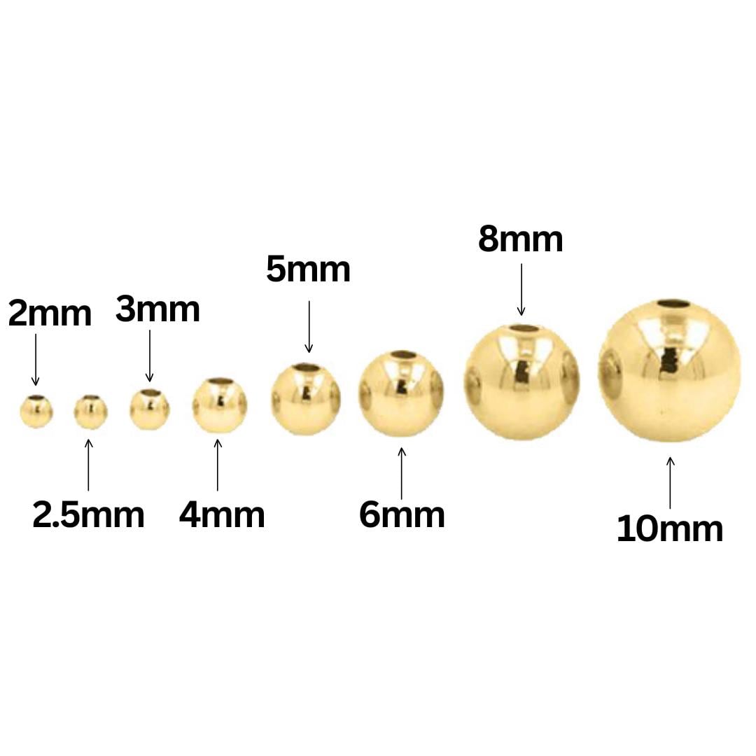 Perles Rondes En Or Jaune 14 Carats - 2,5 Mm Avec Grande Ouverture - Vrac Neuf