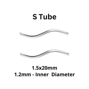 Sterling Silver S Tube,  S Curved Spacer Tube Size - 1.5x20mm & 1.2mm Inner Diameter, Wholesale Bulk Pricing, (SS-1646)