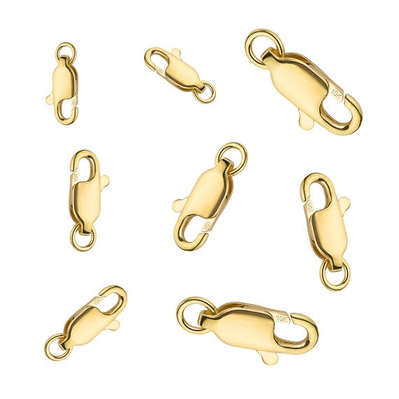 10K SOLID Gold Lobster Clasp With Ring, Trigger Lobster Claw