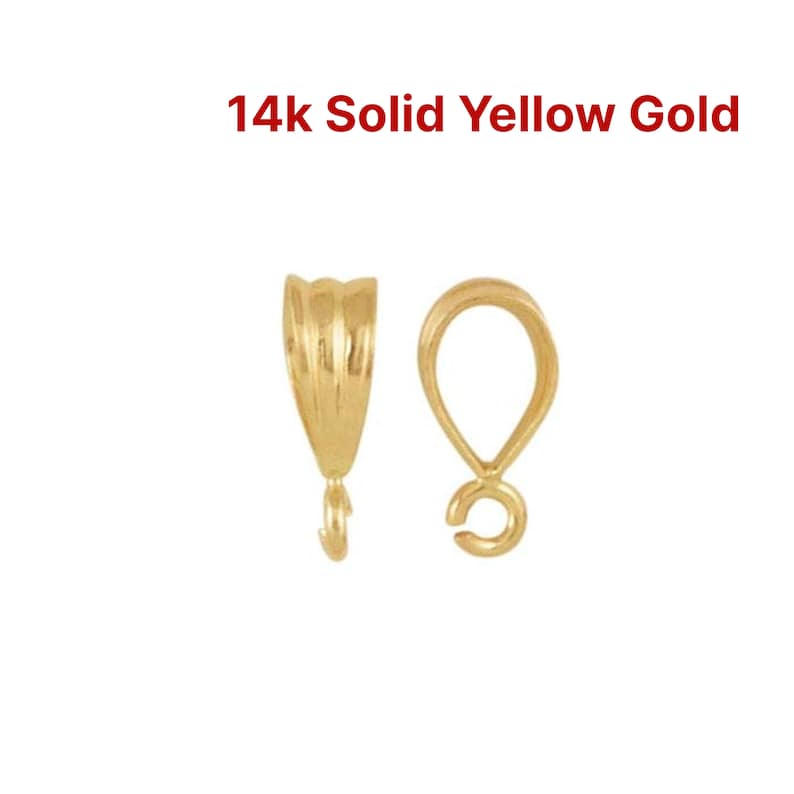 14k SOLID Gold Pendant Bail with Open Ring, 14k-100-A image 1