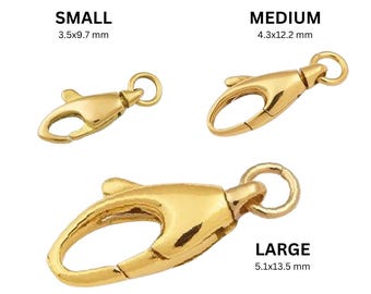 14k Solid Gold Oval Swivel Cast Lobster Clasp with Open Ring, (14k-116)