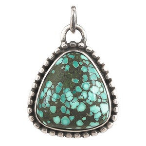 Sterling Silver Turquoise Triangle Handcrafted Artisan Pendant, (SP-5764)