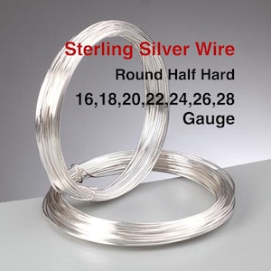 Sterling Silver Round Half Hard Wire, 16-18-20-22-24-26-28 GA, (W-SS-HH)