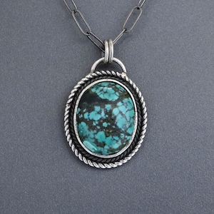 Sterling Silver Turquoise Artisan Pendant, (SP-5691)