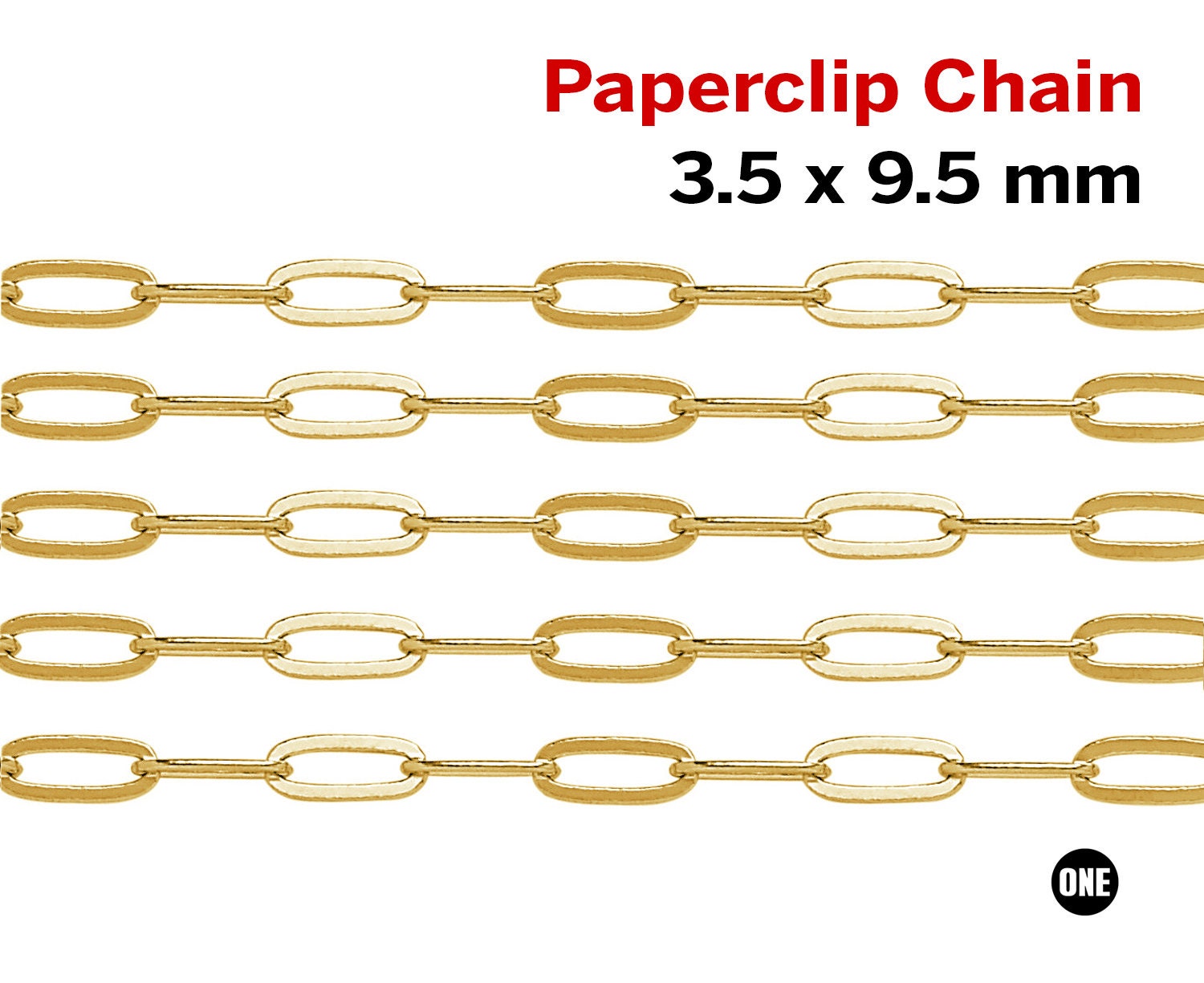 14/20 Gold Filled Paper Clip Chain, Paperclip Chain, Drawn Cable Paper ...