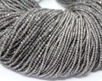 Grey Moonstone 2 mm Roundel Faceted Beads, Micro Faceted Rondelles, (GMNS-2)