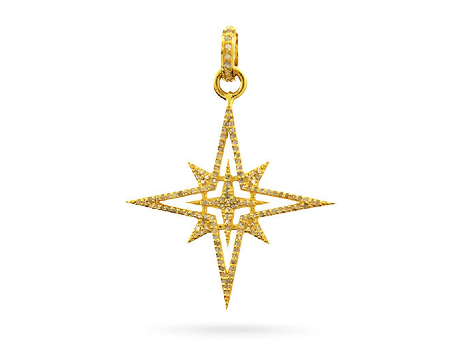 Sterling Silver, Pave Diamond Eight Point Star Pendant, (2466-DPL) - Etsy