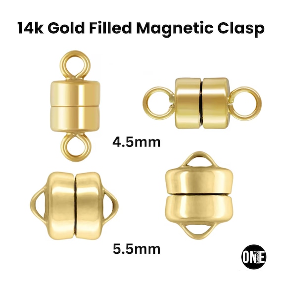 14K Gold Filled Magnetic Clasp, Magnet Clasp Available in 2 sizes - 4.5mm & 5.5mm , (GF-473-4.5)