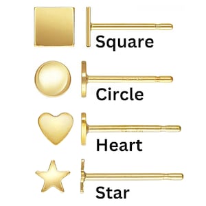 14k Gold Filled Earring Post With Open Ring, 3.5mm Heart Earring Post & Star Earring Post, Sqaure Earring Post, Round Earring Post, (GF-793)