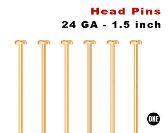 14k Gold Filled Head Pins, 24ga, 1.5 Inch, 10 Pcs, Wholesale Price, (GF-H24)