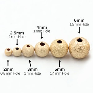 14Kゴールドフィルドスターダストラウンドビーズ、6サイズ - 2 mm、2.5 mm、3 mm、4 mm、5 mm、6 mm (GF-580)