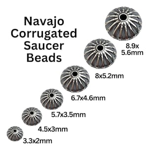 Navajo Pearls Sterling Silver Saucer Corrugated Beads, Oxidized Beads Available in 5 Sizes - 3.3mm, 4.5mm, 5.7mm, 6.7mm, 8mm, (NP-560)