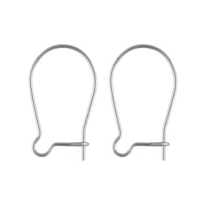Peut inclure: Deux crochets de boucles d'oreilles argent&eacute;s. Chaque crochet a un dessus incurv&eacute; et un bas en boucle avec une tige droite. Les crochets sont en m&eacute;tal fin et brillant, sur fond blanc.