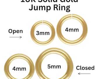 Anillo de salto abierto/cerrado de oro amarillo sólido de 10 k, calibre 22. Anillo de salto abierto con cierre de clic, calibre 22. Anillo de salto cerrado (10 k-JROC)