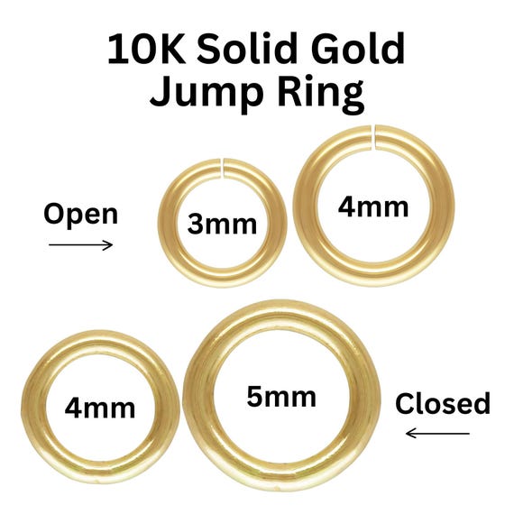 10k SOLID Yellow Gold Open/closed Jump Ring, 22 Gauge Click & Lock