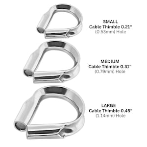 Sterling Silver Cable Thimble Wire Guard, Cable Thimble Available in 3 Sizes (SS-755)