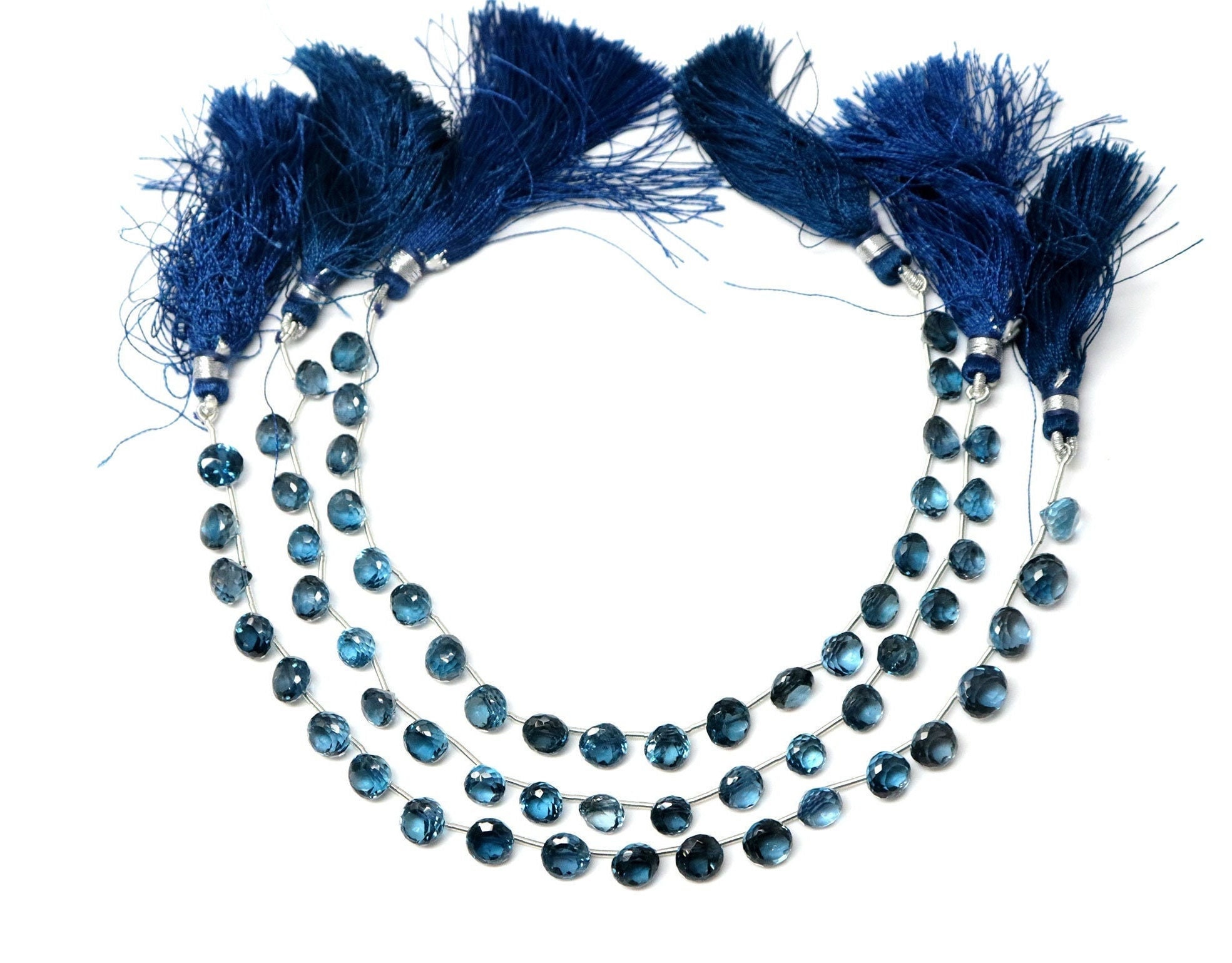 Natural London Blue Topaz Faceted Onion Drops, 6-7mm, Rich Color, Topaz Gemstone Beads, (LBT-ON-6-7)(516)