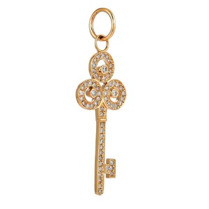 14K Solid Gold Pave Diamond Key Pendant, (14K-DP-015) - Etsy