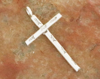 1 of Karen Hill Tribe Silver Imprinted Cross Charm, 18x33 mm, (8136-TH)