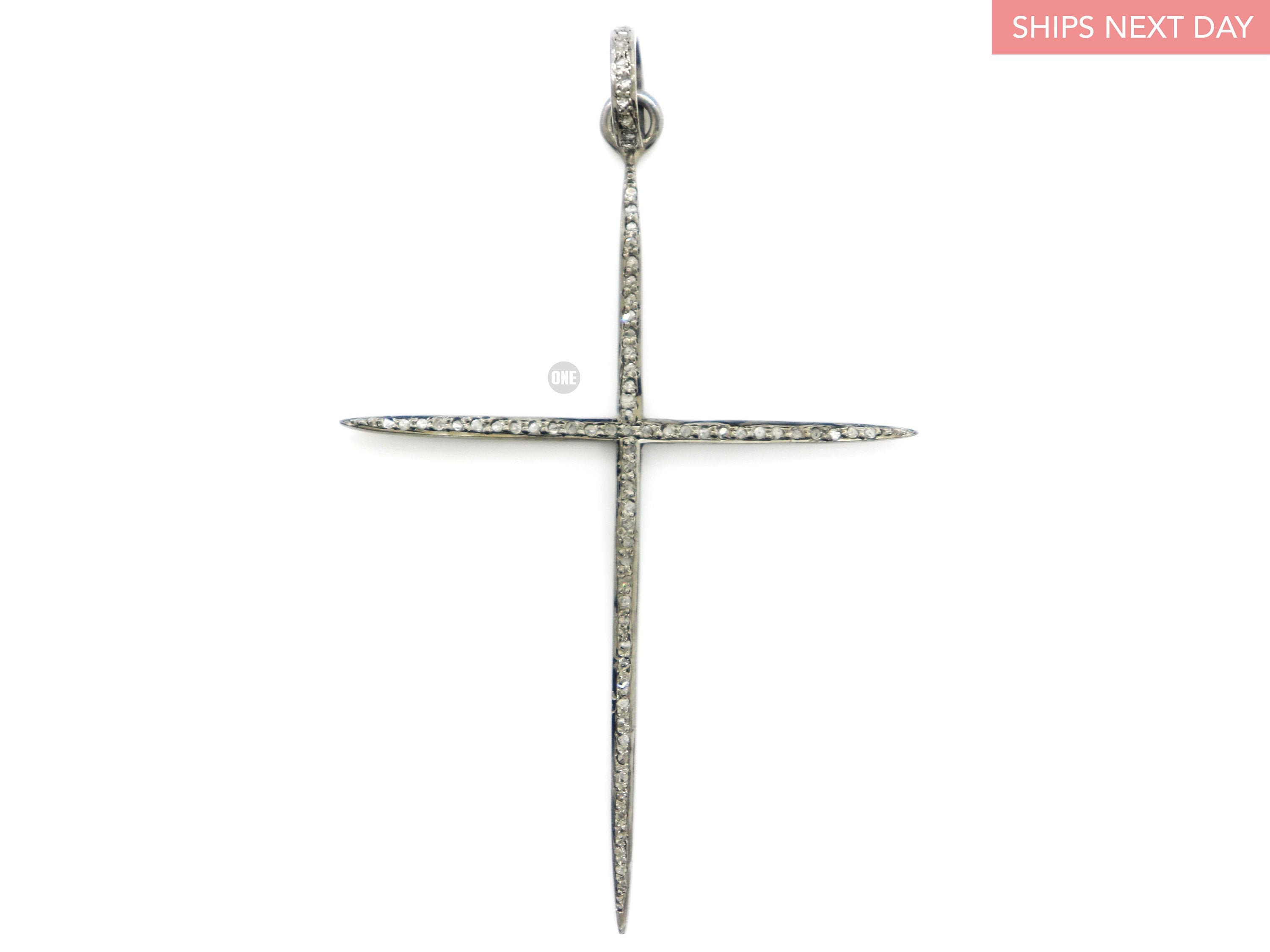 Sterling Silver, Pave Diamond Cross Pendant, (2240-DPL)