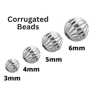 Sterling Silver Corrugated Round Bead, Round Spacer Beads Available in 4 Sizes - 3mm, 4mm, 5mm & 6mm, Wholesale bulk Pricing (SS-2005)