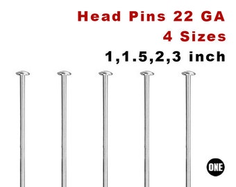 Sterling Silver Head Pin 22 GA, 4 Sizes, Wholesale Bulk Pricing, (SS-H22)