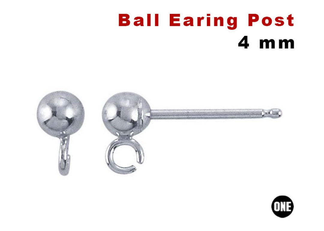 Sterling Silver 4 Mm Ball Earring Post, SS745 Etsy