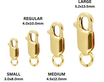 14K Gold Filled Lobster Trigger Clasp, Lobster Claws Available in 4 Sizes - 8mm, 10mm, 12mm, 13.5mm, Wholesale Bulk Pricing, (GF-465)