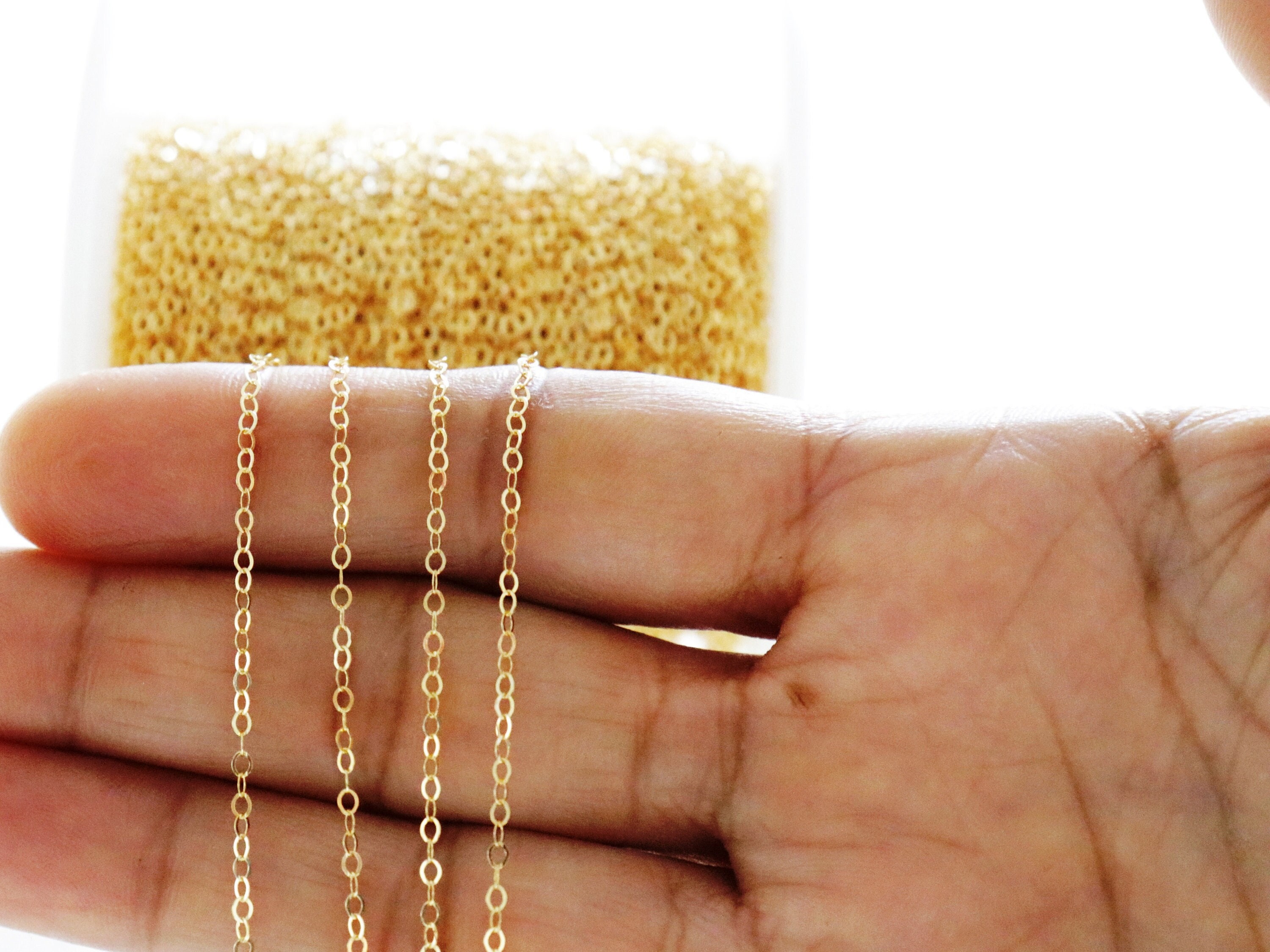 14K Gold Filled Flat Oval Cable Chain, 2x1.5 Mm, Wholesale Pricing