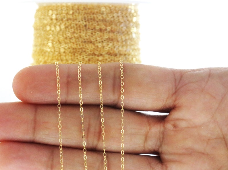 007-GF 1.3x1 mm 14K Gold Filled Flat Fine Oval Cable Chain