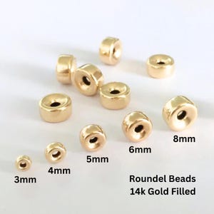 14K Gold Filled Roundel Beads Plain, Rondell Beads in 5 Sizes - 3mm, 4mm, 5mm, 6mm and 8mm, Wholesale Bulk Pricing, (GF-610)