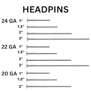 Sterling Silver Flat Headpins, 24 GA, 22 Ga & 20 Gauges Head Pins in 4 Sizes - 1, 1.5, 2 and 3 Inches, Wholesale Bulk Pricing, (SS-HP)