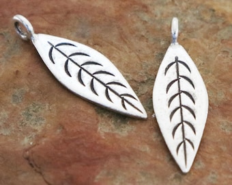 2 of Karen Hill Tribe Silver Flat Leaf Charm, 24x9mm, (8104-TH)