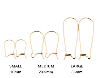 14k Gold Filled Kidney Ear Wire, Beading Earring Wire available in 3 Sizes - 16mm, 23.5mm and 35mm, (GF-704)