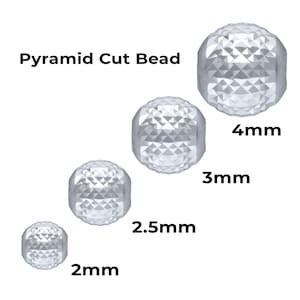 Sterling Silver Pyramid Cut Bead, Round Seamless Spacer Beads Available in 6 Sizes - 2mm, 2.5mm, 3mm, 4mm, 5mm & 6mm