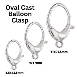 Sterling Silver Oval Cast Balloon Clasp, Oval Silver Clasp Available in 3 Sizes - 6.5x13.5mm, 9x17mm, 11x21.5mm, (SS-851)