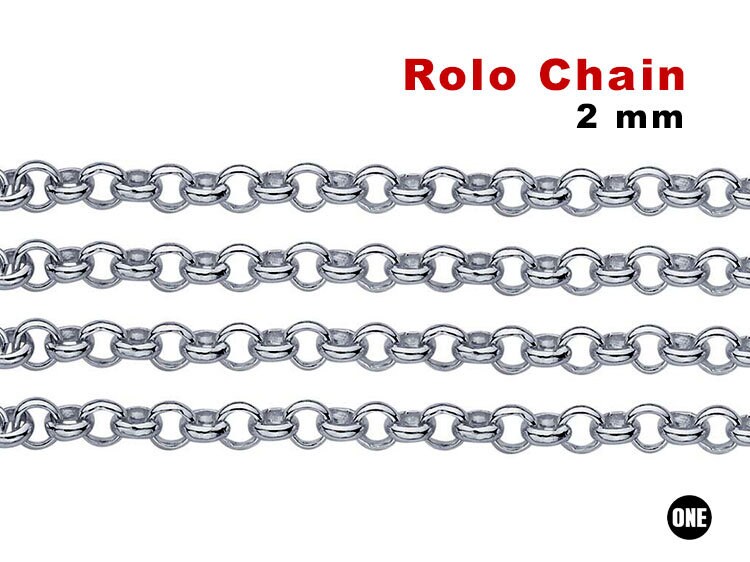 Sterling Silver Rolo Chain, 2 Mm, Wholesale Pricing, (SS-074) - Etsy