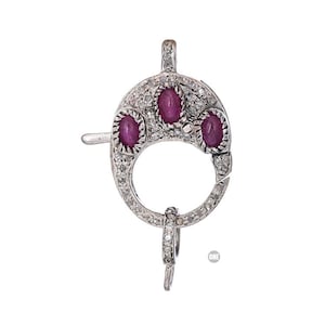 Sterling Silver, Pave Diamond Clasp w/ Precious Stones, (DC-105)