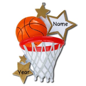 Personalized Basketball Sports Christmas Tree Ornament 2024 | Shooting Basketball Goal Gift for Basketball Players