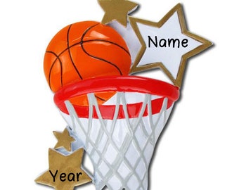 Personalized Basketball Sports Christmas Tree Ornament 2023 | Shooting Basketball Goal Gift for Basketball Players