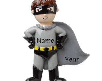 Personalized Super Hero Christmas Tree Ornament 2023 | Custom Writing Super Hero Bat Man Ornament Gift