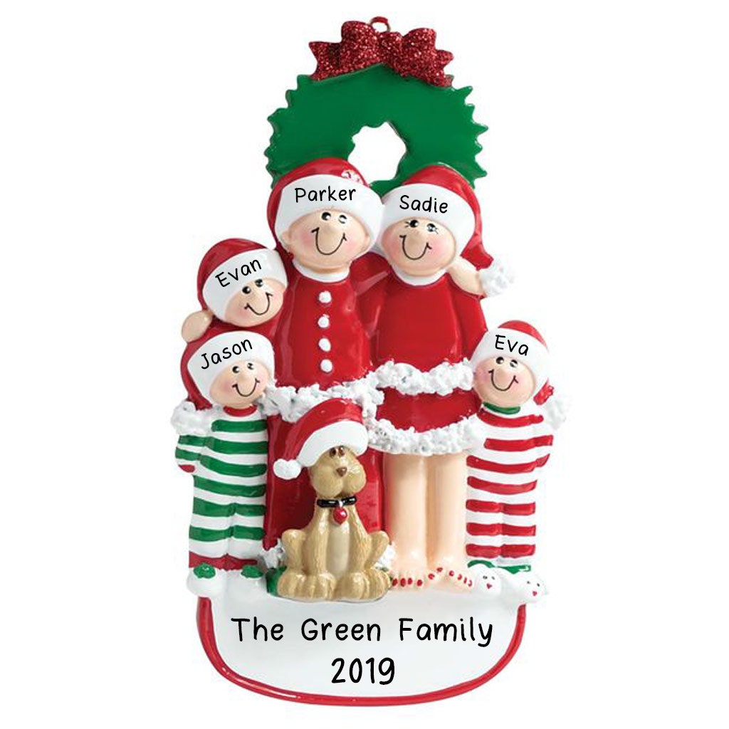 Family With Dog Personalized Christmas Tree Ornament | Custom Writing ...