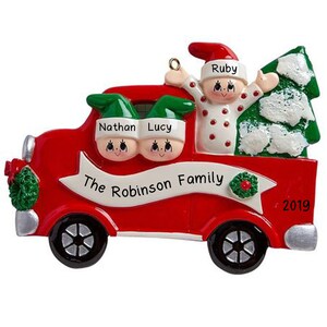 Personalized Getting the Tree Family Christmas Tree Ornament Present Gift Christmas Personalized Tradition Ornaments (Family of 3)