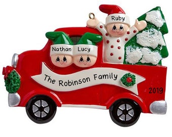 Personalized Getting the Tree Family Christmas Tree Ornament Present Gift Christmas Personalized Tradition Ornaments (Family of 3)